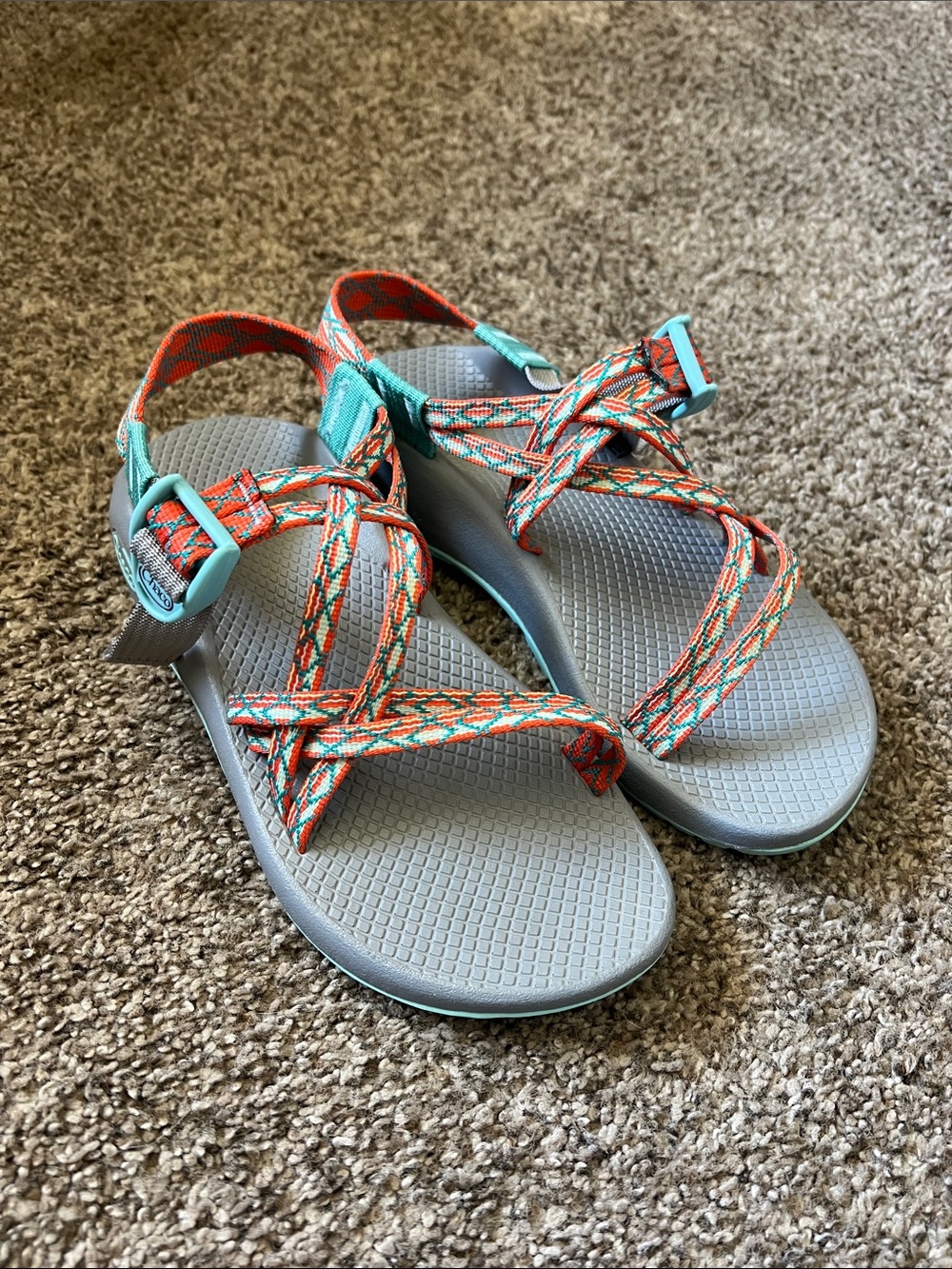 Chaco Women's Sandals Teal Orange Gray